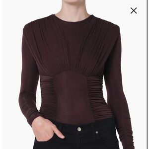 Abbi Ruched Bodysuit - Root Brown NWT